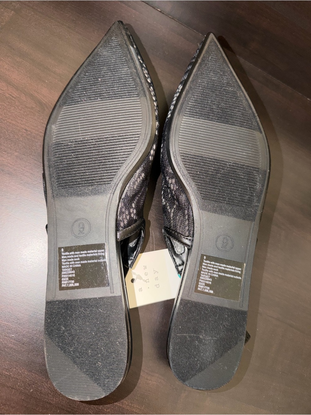 Women's London Lace Sling Back Bow Flats - A New Day Black - New Size 9 - Picture 3 of 4